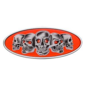 UNITED PACIFIC - 10884 - EMBLEMA DE CRÁNEO FUNDIDO CROMADO - ROJO