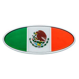 UNITED PACIFIC - 10924 - EMBLEMA OVALADO CROMADO DIE CAST - BANDERA DE MÉXICO