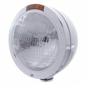 UNITED PACIFIC - 31195 - FARO CLÁSICO BALA DE ACERO INOXIDABLE BOMBILLA E INTERMITENTE H6024 - LENTE ÁMBAR