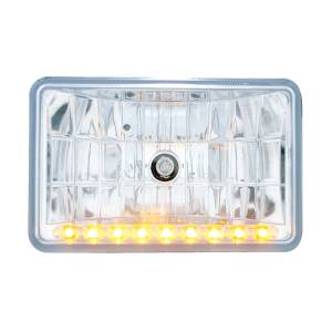 UNITED PACIFIC - 31373 - FARO DELANTERO DE CRISTAL DE 4" X 6" CON LUZ DE POSICIÓN DE 9 LED ÁMBAR - LUZ DE CRUCE