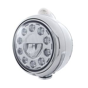 UNITED PACIFIC - 31491 - GUÍA CROMADA FARO 682-C 11 BOMBILLA LED Y SEÑAL LED DE MODO DOBLE - LENTE TRANSPARENTE