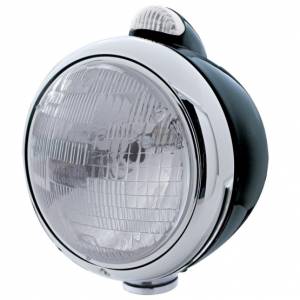 UNITED PACIFIC - 31555 - GUÍA NEGRA FARO ESTILO 682-C H6024 Y SEÑAL DE GIRO LED - LENTE TRANSPARENTE