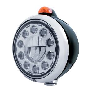 UNITED PACIFIC - 31564 - GUÍA NEGRA FARO DELANTERO 682-C 11 BOMBILLA LED Y SEÑAL LED DE MODO DOBLE - LENTE ÁMBAR