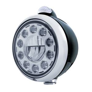 UNITED PACIFIC - 31565 - GUÍA NEGRA FARO DELANTERO 682-C 11 BOMBILLA LED Y SEÑAL LED DE MODO DOBLE - LENTE TRANSPARENTE