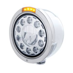 UNITED PACIFIC - 31566 - FARO BALA DE MEDIA LUNA DE INOXIDABLE 11 BOMBILLAS LED Y SEÑAL LED - LENTE ÁMBAR