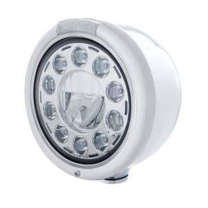 UNITED PACIFIC - 31571 - FARO FARO CLÁSICO DE MEDIA LUNA DE INOXIDABLE 11 BOMBILLAS LED Y SEÑAL LED - LENTE TRANSPARENTE