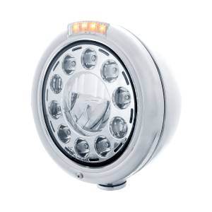 UNITED PACIFIC - 31579 - FARO CLÁSICO INOXIDABLE 11 BOMBILLAS LED Y SEÑAL LED - LENTE TRANSPARENTE