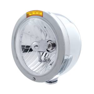 UNITED PACIFIC - 31713 - FARO DE MEDIA LUNA DE ACERO INOXIDABLE BOMBILLA H4 DE CRISTAL Y SEÑAL DE GIRO LED - LENTE ÁMBAR
