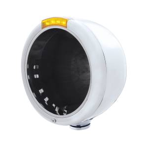 UNITED PACIFIC - 31716 - FARO CLÁSICO DE MEDIA LUNA DE ACERO INOXIDABLE SIN BOMBILLA CON INTERMITENTE LED - LENTE ÁMBAR