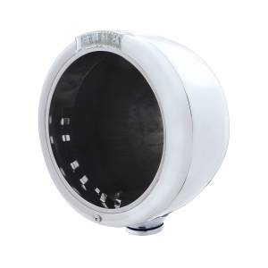 UNITED PACIFIC - 31717 - FARO CLÁSICO DE MEDIA LUNA DE ACERO INOXIDABLE SIN BOMBILLA CON INTERMITENTE LED - LENTE TRANSPARENTE