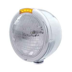 UNITED PACIFIC - 31719 - FARO CLÁSICO DE MEDIA LUNA DE ACERO INOXIDABLE BOMBILLA 6014 E INTERMITENTE LED - LENTE ÁMBAR