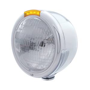UNITED PACIFIC - 31722 - FARO CLÁSICO DE MEDIA LUNA DE ACERO INOXIDABLE BOMBILLA H6024 E INTERMITENTE LED - LENTE ÁMBAR