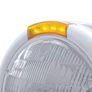 UNITED PACIFIC - UNITED PACIFIC - 31722 - FARO CLÁSICO DE MEDIA LUNA DE ACERO INOXIDABLE BOMBILLA H6024 E INTERMITENTE LED - LENTE ÁMBAR - Image 2