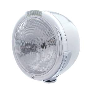 UNITED PACIFIC - 31723 - FARO CLÁSICO DE MEDIA LUNA DE ACERO INOXIDABLE BOMBILLA H6024 E INTERMITENTE LED - LENTE TRANSPARENTE