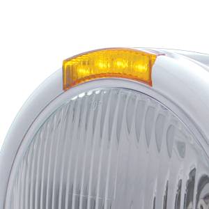 UNITED PACIFIC - UNITED PACIFIC - 31725 - FARO CLÁSICO DE MEDIA LUNA DE ACERO INOXIDABLE BOMBILLA H4 E INTERMITENTE LED - LENTE ÁMBAR - Image 2