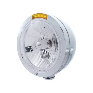 UNITED PACIFIC - 31743 - FARO CLÁSICO BALA DE ACERO INOXIDABLE BOMBILLA H4 DE CRISTAL E INTERMITENTE LED - LENTE ÁMBAR