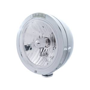 UNITED PACIFIC - 31744 - FARO CLÁSICO BALA DE ACERO INOXIDABLE BOMBILLA H4 DE CRISTAL E INTERMITENTE LED - LENTE TRANSPARENTE