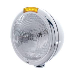 UNITED PACIFIC - 31752 - FARO CLÁSICO DE ACERO INOXIDABLE BOMBILLA H6024 E INTERMITENTE LED - LENTE ÁMBAR