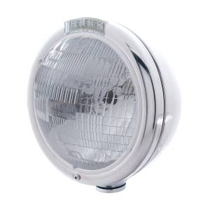 UNITED PACIFIC - 31753 - FARO CLÁSICO DE ACERO INOXIDABLE BOMBILLA H6024 E INTERMITENTE LED - LENTE TRANSPARENTE