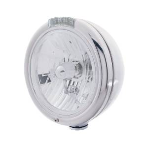UNITED PACIFIC - 31774 - FARO CLÁSICO CROMADO BOMBILLA H4 DE CRISTAL E INTERMITENTE LED - LENTE TRANSPARENTE