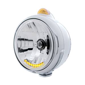 UNITED PACIFIC - 32036 - GUÍA DE ACERO INOXIDABLE 682-C FARO H4 CON 6 LED ÁMBAR Y SEÑAL LED DE MODO DUAL - LENTE ÁMBAR
