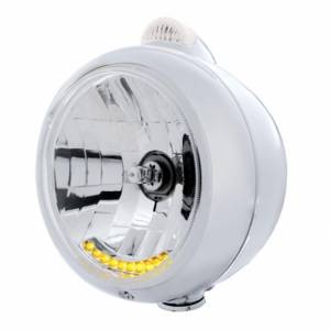 UNITED PACIFIC - 32039 - GUÍA DE ACERO INOXIDABLE 682-C FARO H4 CON 6 LED ÁMBAR Y SEÑAL LED - LENTE TRANSPARENTE