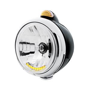 UNITED PACIFIC - 32044 - FARO DELANTERO BLACK GUIDE 682-C H4 CON 10 LED ÁMBAR Y SEÑAL LED DE MODO DOBLE - LENTE ÁMBAR