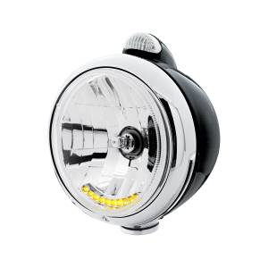 UNITED PACIFIC - 32045 - FARO DELANTERO BLACK GUIDE 682-C H4 CON 10 LED ÁMBAR Y SEÑAL LED DE MODO DOBLE - LENTE TRANSPARENTE