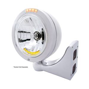 UNITED PACIFIC - UNITED PACIFIC - 32092 - FARO CLÁSICO BALA DE ACERO INOXIDABLE H4 CON 10 LED ÁMBAR Y SEÑAL LED DE MODO DOBLE - LENTE TRANSPARENTE - Image 4