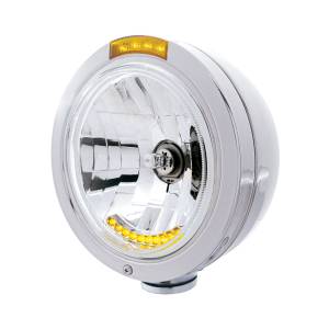 UNITED PACIFIC - 32093 - FARO CLÁSICO BALA DE ACERO INOXIDABLE H4 CON 10 LED ÁMBAR Y SEÑAL LED - LENTE ÁMBAR