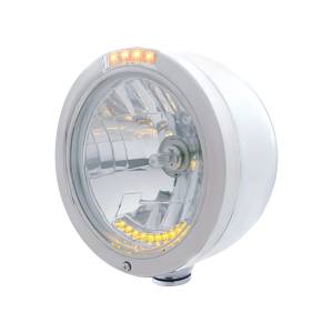 UNITED PACIFIC - 32098 - FARO FARO BALA MEDIA LUNA H4 DE ACERO INOXIDABLE CON 10 LED ÁMBAR Y SEÑAL - LENTE TRANSPARENTE