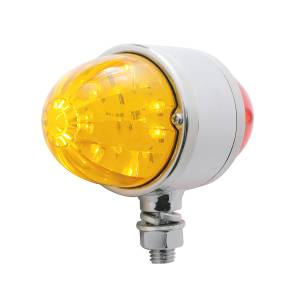 UNITED PACIFIC - 32326 - LUZ DE DOBLE CARA DE SANDÍA DE 34 LED CON CARCASA CROMADA - LED ÁMBAR Y ROJO / LENTE ÁMBAR Y ROJA