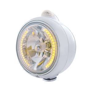 UNITED PACIFIC - 32423 - GUÍA DE ACERO INOXIDABLE 682-C FARO H4 CON LED ÁMBAR Y LENTE SEÑAL TRANSPARENTE LED DE MODO DUAL