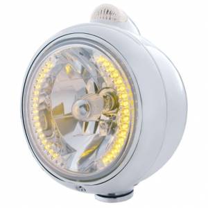 UNITED PACIFIC - 32425 - GUÍA DE ACERO INOXIDABLE 682-C FARO H4 CON 34 LED ÁMBAR Y SEÑAL LED - LENTE TRANSPARENTE