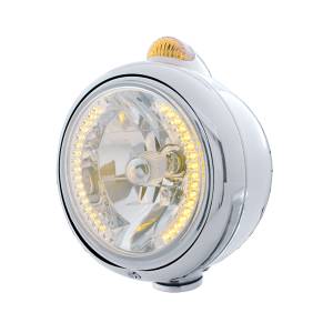 UNITED PACIFIC - 32426 - GUÍA CROMADA FARO 682-C H4 CON LED ÁMBAR Y SEÑAL LED DE MODO DUAL - LENTE ÁMBAR
