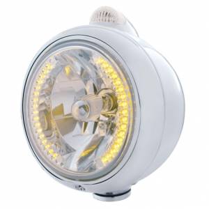 UNITED PACIFIC - 32429 - GUÍA CROMADA FARO 682-C H4 CON 34 LED ÁMBAR Y SEÑAL LED - LENTE TRANSPARENTE