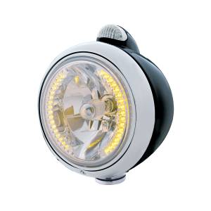 UNITED PACIFIC - 32431 - FARO DELANTERO BLACK GUIDE 682-C H4 CON LED ÁMBAR Y SEÑAL LED DE MODO DOBLE - LENTE TRANSPARENTE