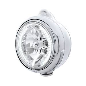 UNITED PACIFIC - 32435 - GUÍA DE ACERO INOXIDABLE 682-C FARO H4 CON LED BLANCO Y SEÑAL LED DE MODO DUAL - LENTE TRANSPARENTE