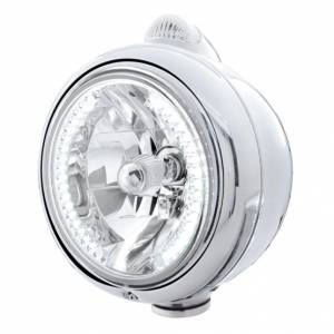UNITED PACIFIC - 32437 - GUÍA DE ACERO INOXIDABLE 682-C FARO H4 CON LED BLANCO Y SEÑAL LED - LENTE TRANSPARENTE