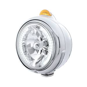 UNITED PACIFIC - 32438 - GUÍA CROMADA FARO 682-C H4 CON LED BLANCO Y SEÑAL LED DE MODO DUAL - LENTE ÁMBAR