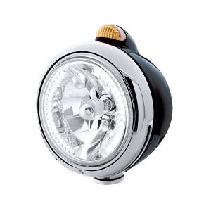 UNITED PACIFIC - 32442 - FARO DELANTERO BLACK GUIDE 682-C H4 CON LED BLANCO Y SEÑAL LED DE MODO DUAL - LENTE ÁMBAR