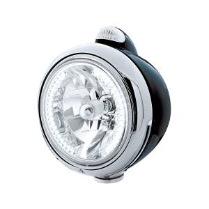 UNITED PACIFIC - 32443 - FARO DELANTERO BLACK GUIDE 682-C H4 CON LED BLANCO Y SEÑAL LED DE MODO DOBLE - LENTE TRANSPARENTE