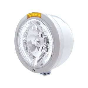 UNITED PACIFIC - 32452 - FARO BALA MEDIA LUNA DE ACERO INOXIDABLE H4 CON LED BLANCO Y SEÑAL - LENTE ÁMBAR