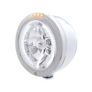 UNITED PACIFIC - 32453 - FARO BALA MEDIA LUNA DE ACERO INOXIDABLE H4 CON LED BLANCO Y SEÑAL - LENTE TRANSPARENTE