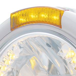 UNITED PACIFIC - UNITED PACIFIC - 32454 - FARO CLÁSICO DE MEDIA LUNA DE ACERO INOXIDABLE H4 CON LED ÁMBAR Y SEÑAL LED DE MODO DOBLE - LENTE ÁMBAR - Image 2