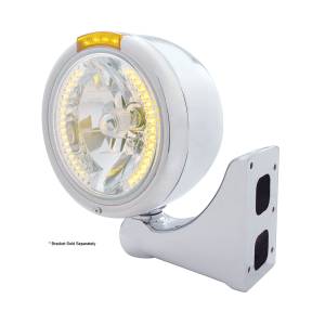 UNITED PACIFIC - UNITED PACIFIC - 32454 - FARO CLÁSICO DE MEDIA LUNA DE ACERO INOXIDABLE H4 CON LED ÁMBAR Y SEÑAL LED DE MODO DOBLE - LENTE ÁMBAR - Image 4