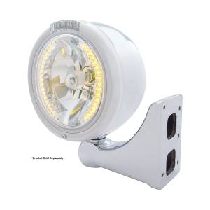 UNITED PACIFIC - UNITED PACIFIC - 32455 - FARO CLÁSICO DE MEDIA LUNA DE ACERO INOXIDABLE H4 CON LED ÁMBAR Y LENTE LED CLARO DE SEÑAL DE MODO DOBLE - Image 4