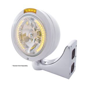 UNITED PACIFIC - UNITED PACIFIC - 32462 - FARO CLÁSICO BALA DE ACERO INOXIDABLE H4 CON LED ÁMBAR Y SEÑAL LED DE MODO DOBLE - LENTE ÁMBAR - Image 4
