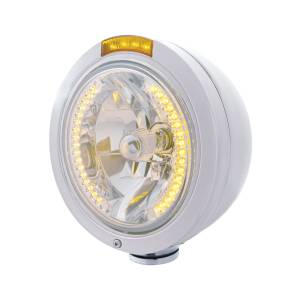 UNITED PACIFIC - 32464 - FARO CLÁSICO BALA DE ACERO INOXIDABLE H4 CON LED ÁMBAR Y SEÑAL - LENTE ÁMBAR