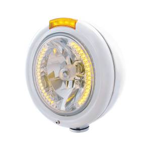 UNITED PACIFIC - 32472 - FARO CLÁSICO H4 DE ACERO INOXIDABLE CON 34 LED ÁMBAR Y SEÑAL - LENTE ÁMBAR